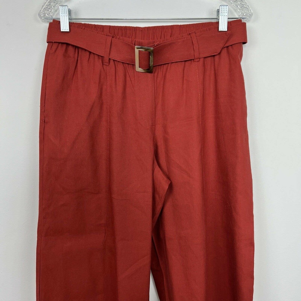 J. Jill Pants Small Pottery Orange Jenna Wide Leg Crop Belted Pockets - Picture 4 of 12